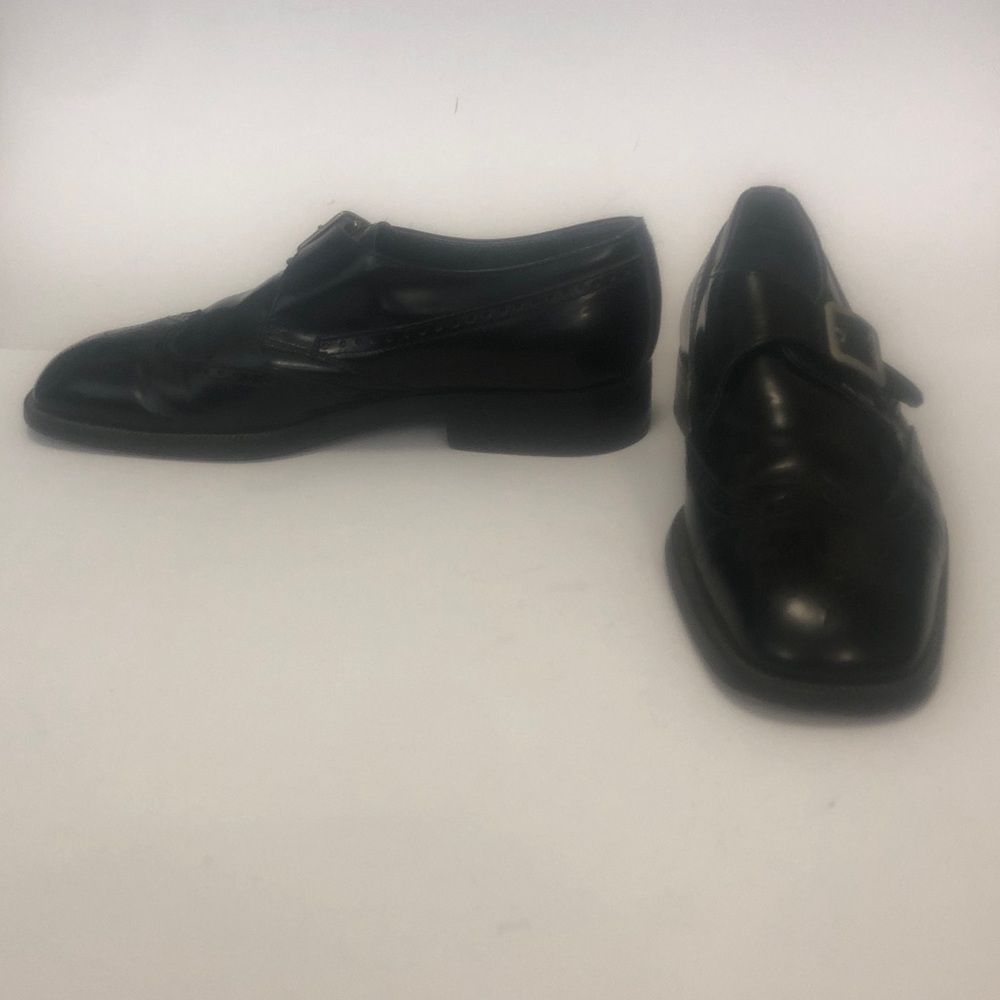 Varese Shoes 43 Black Leather Dress Monk Strap Vintage Excellent Condition